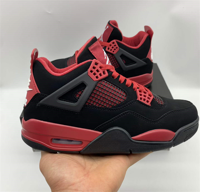 Women's Running weapon Jordan 4 Black/Red Shoes 064